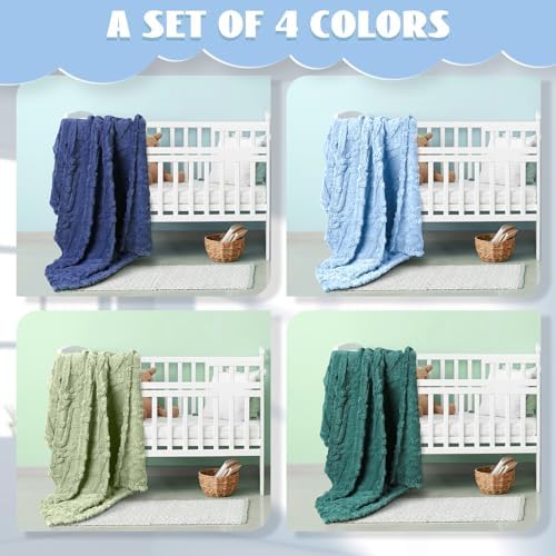 VitalCozy 4 Pcs Fleece Baby Blankets 3D Plush Soft Newborn, Warm Receiving - Image 4