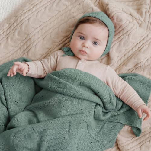 100% Luxury Organic Cotton Pointelle Knit Baby Quilt Blanket – Refined - Image 3