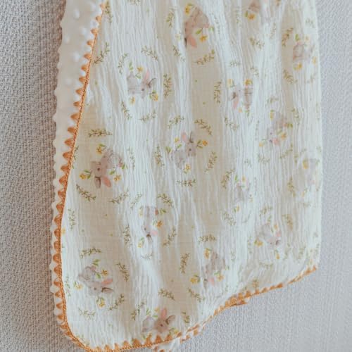 Baby Blanket Cotton Muslin Thick Dotted Backing Double Layer Receiving Blanket - Image 2