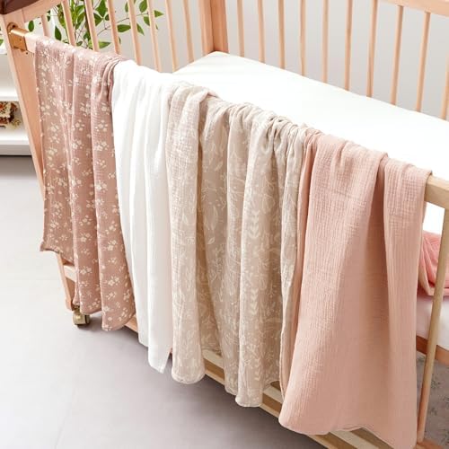 Happy Flute 4Set Muslin Swaddle Blankets Ultra Soft Baby - Image 3
