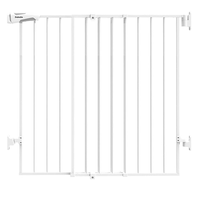 Babelio Baby Gate for Stairs & Doorways, 26-43" W 34" H Extra Tall| No Bottom Bar| Easy Installation| One-handed Operation| Auto-close| Hardware Mount (Drill Needed) Safety Dog/Pet Gate Indoor (White)