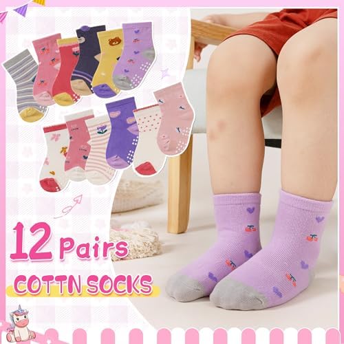 Toddler Non Slip Grips Socks Kids Anti Skid Baby Boys Girls Cotton Crew Socks - Image 5