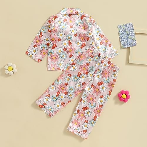 Kids Baby Girl Boy Satin Pajamas Set Button Down Sleep Shirt Top+Long Pants - Image 3