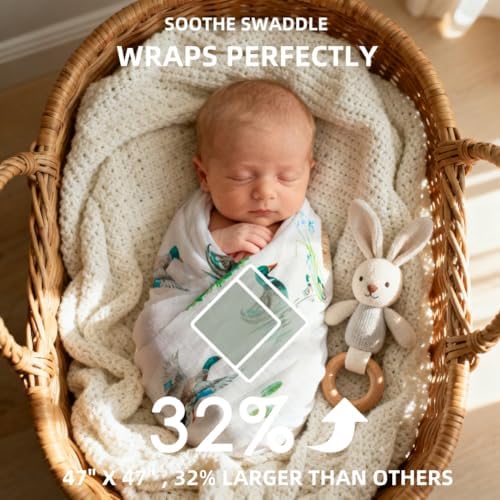 2 Pack Mallard Duck Muslin Swaddle Blankets 70% Bamboo 30% Cotton Breathable - Image 3