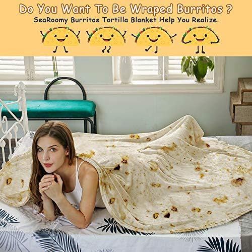 SeaRoomy 80 inches Burrito Tortilla Blanket, Funny Food Big Throw Blanket - Image 5