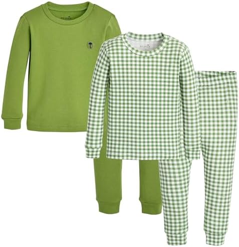 moimoln Cotton Modal Baby Toddler Pajamas Check Solid Leopard 6M-8Y by moimoln