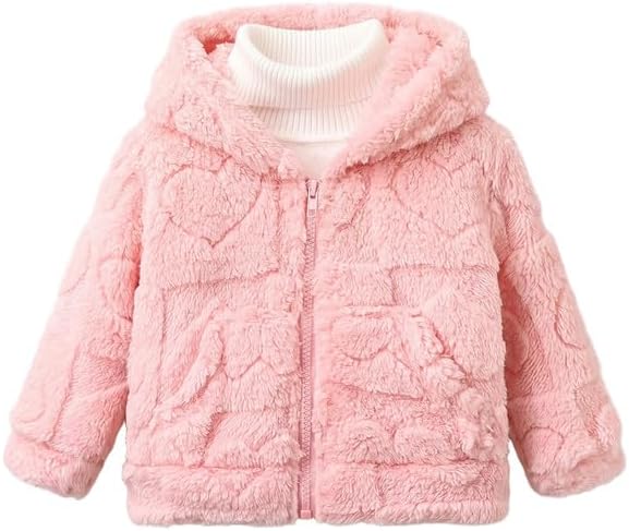 Baby Girls Plush Fleece Hooded Jacket Warm Zip Up Winter Coat by Voonlie