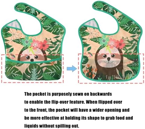 PandaEar 5 Pack Baby Bibs for Boys & Girls, Waterproof Adjustable Mealtime Bibs - Image 3