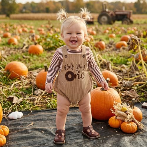 Honganda Baby Boy 1/2 Birthday Outfit Half Way to One Cake Smash Romper - Image 2