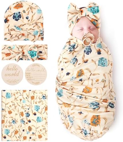 DRESHOW BQUBO Baby Girl Newborn Floral Receiving Blankets by DRESHOW
