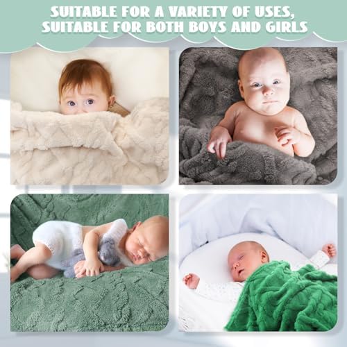 VitalCozy 4 Pcs Fleece Baby Blankets 3D Plush Soft Newborn, Warm Receiving - Image 6