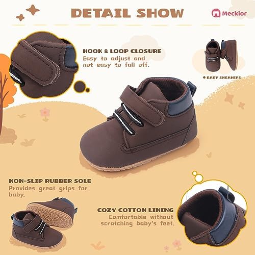 Meckior Toddler Baby Boys Girls High Tops Ankle Sneakers Soft Anti-Slip Sole PU - Image 4