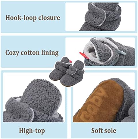 ohsofy Newborn Baby Cotton Booties Stay On Slipper Winter Warm Soft Shoes - Image 5