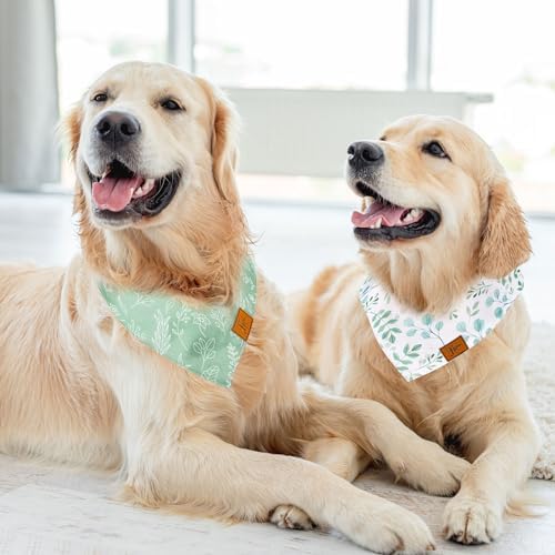 JarThenaAMCS 2Pcs Boho Dog Bandanas Sage Green Eucalyptus Leaves Triangle - Image 6