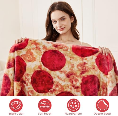 SeaRoomy 71 in Pizza Blanket, Novelty Funny Food Throw Blanket - Image 7