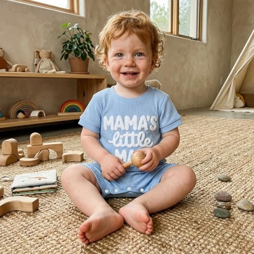 allshope Newborn Baby Boy Summer Outfit Romper Letter Embroidery Short Sleeve - Image 4