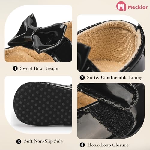 Meckior Infant Baby Girls Soft Sole Bowknot Princess Wedding Dress Mary Jane - Image 6