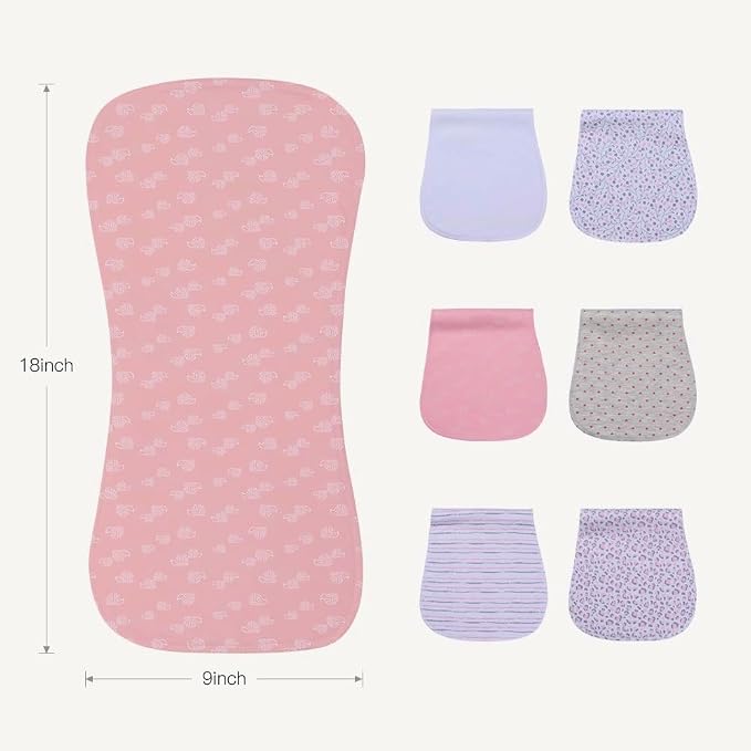 6 Pack Cotton Baby Burp Cloths Extra Absorbent Soft - Image 2