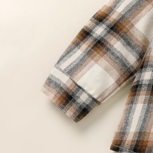 YOUNGER STAR Toddler Kids Boys Girls Flannel Hooded Plaid Shirt Button Baby Red - Image 5