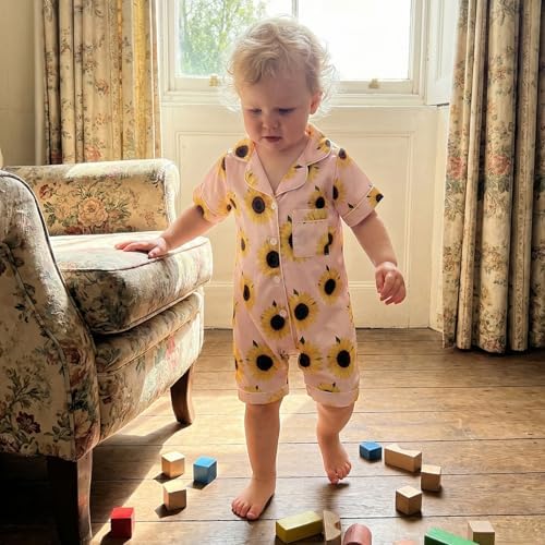 Kuriozud Baby Girl Boy Romper Pajamas Onesie Short Sleeve Button Down Pjs - Image 4