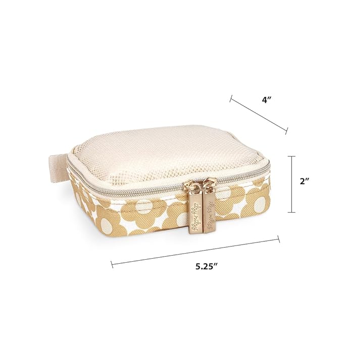 Itzy Ritzy Packing Cubes for Travel – Set of 3 Packing Cubes or Travel Organizers; Each Cube Features a Mesh Top, Double Zippers and a Fabric Handle (Milk & Honey)