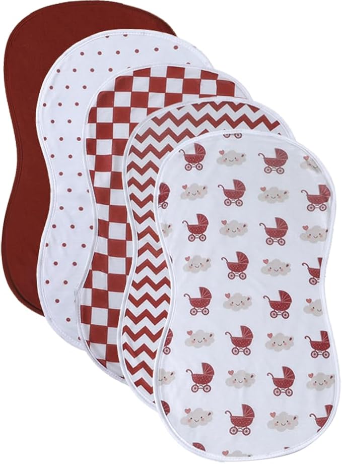 sleepyturtle Pack of 5, Baby Burp Cloths, Soft and Absorbent by sleepyturtle