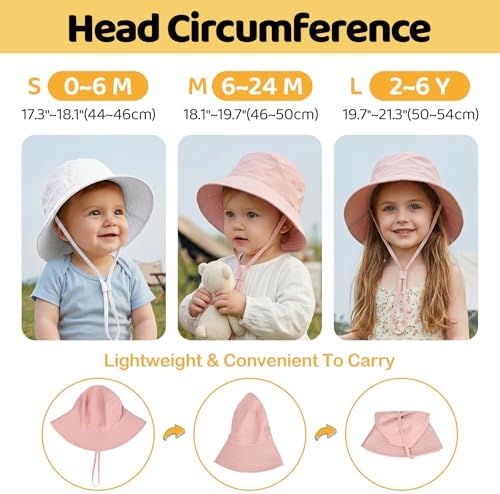 Toddler Bucket Hats UPF 50+ Baby Sun Hat Adjustable Kids Sun Protection Summer - Image 6