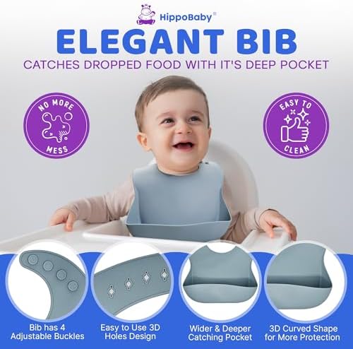 HippoBaby Baby Led Weaning Supplies | 10 Piece Silicone Baby Feeding Set | Baby - Image 6