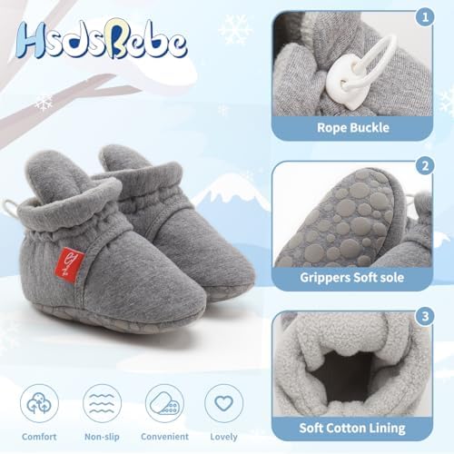 HsdsBebe Unisex Newborn Baby Cotton Booties Non-Slip Sole - Image 5