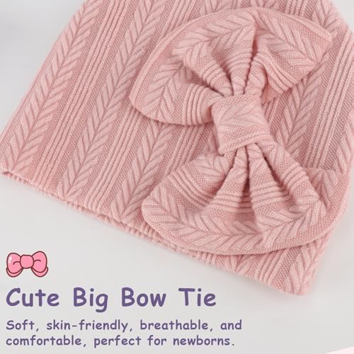 Newborn Baby Hats and Mittens Set Infant Bow Beanie Cap Toddler Gloves Newborn - Image 6
