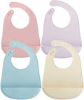 PandaEar Silicone Baby Bibs, 4 Pack Waterproof Feeding Bibs by PandaEar