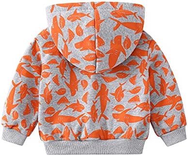 Baby Toddler Boys Dinosaur Hooded Zip Jacket Casual Outerwear Active Sweatshirt - Image 2