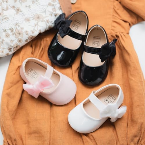 Meckior Infant Baby Girls Soft Sole Bowknot Princess Wedding Dress Mary Jane - Image 2