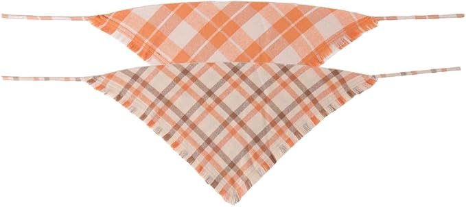 Fall Dog Bandana Autumn Thanksgiving Plaid Reversible Triangle Bibs Scarf - Image 2