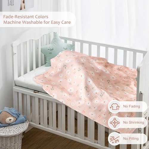Baby Swaddle Blankets, Bamboo Muslin Receiving Blanket | 4-Pack, Lightweight & - Image 5