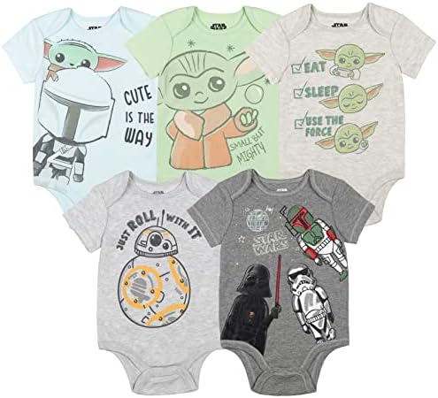 STAR WARS Baby 5-Pack Short Sleeve Bodysuits Newborn to Infant by StarWars