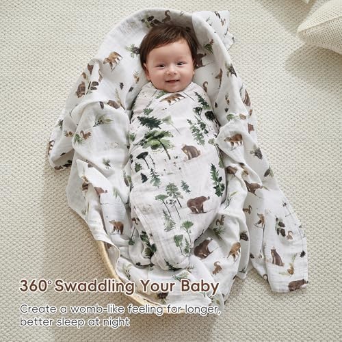 david's kids 4 Pack Baby Muslin Swaddle Blankets, 100% Cotton and Ultra Soft - Image 2