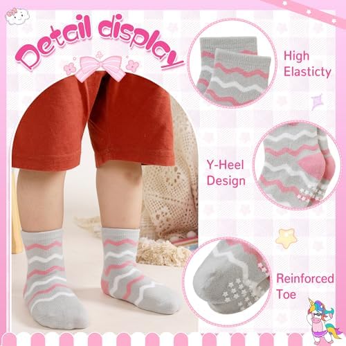 Toddler Non Slip Grips Socks Kids Anti Skid Baby Boys Girls Cotton Crew Socks - Image 4