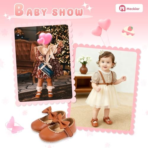 Meckior Infant Baby Girls Soft Sole Bowknot Princess Wedding Dress Mary Jane - Image 3