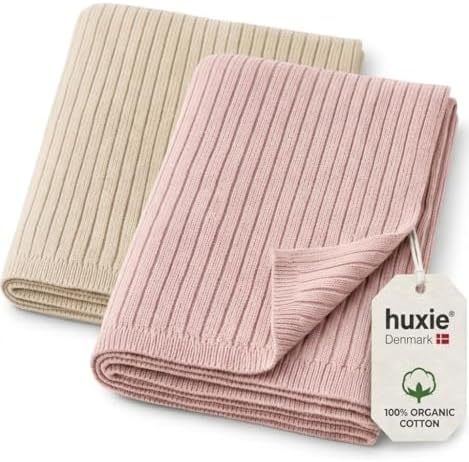 Receiving Blankets, 100% Organic Cotton Knit, Baby Swaddle 2-Pack | by huxie