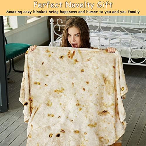 SeaRoomy 60 inches Burrito Tortilla Blanket, Funny Food Throw Blanket - Image 6