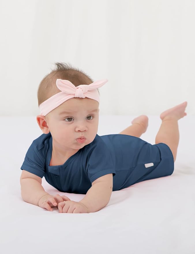 Jimonda Baby Rompers Cotton Boys Girls Short Sleeve Sleepers Pajamas Pjs | Two - Image 3