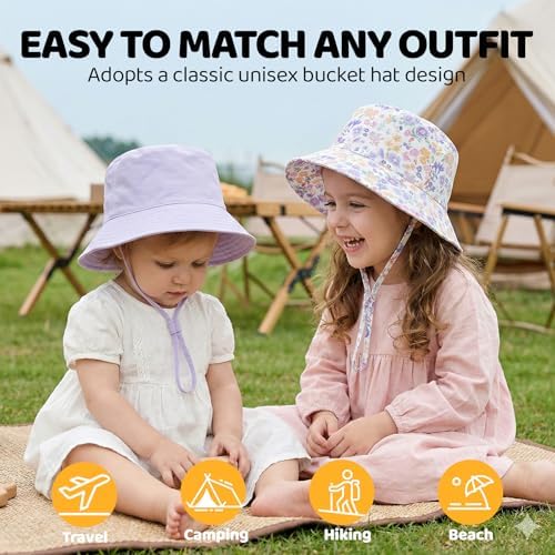 Toddler Bucket Hats UPF 50+ Baby Sun Hat Adjustable Kids Sun Protection Summer - Image 5