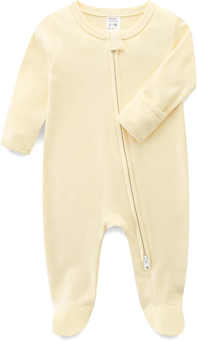 Hikido Baby Romper 100% Organic Cotton Pajamas One Piece Long Sleeve Zipper by Hikido