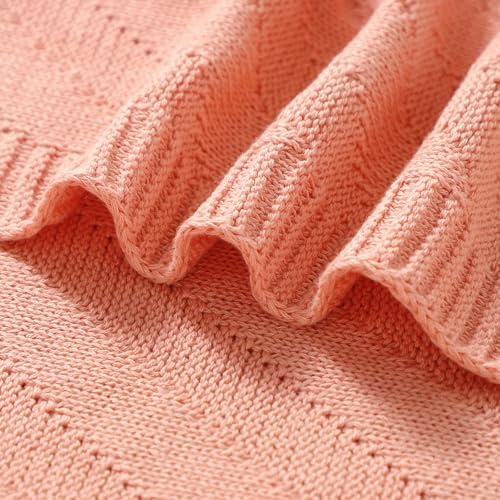 Avibae Knitted Baby Throw Blanket, Solid Color Swaddling Receiving Blanket - Image 4