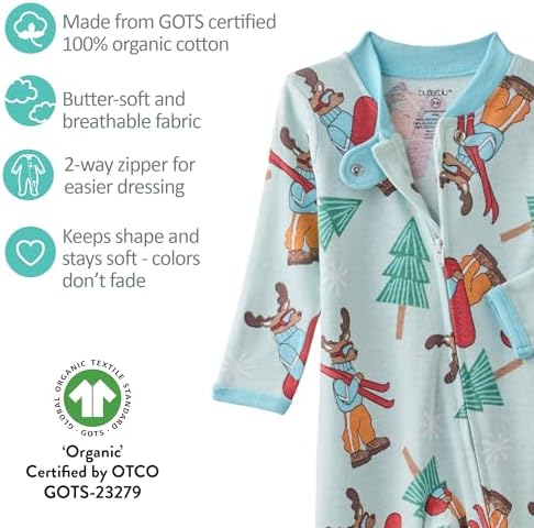 Butterblu Scout Sleep & Play 100% Organic Cotton Footed Zip Front PJs | GOTS - Image 5