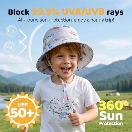 Toddler Bucket Hats UPF 50+ Baby Sun Hat Adjustable Kids Sun Protection Summer - Image 2