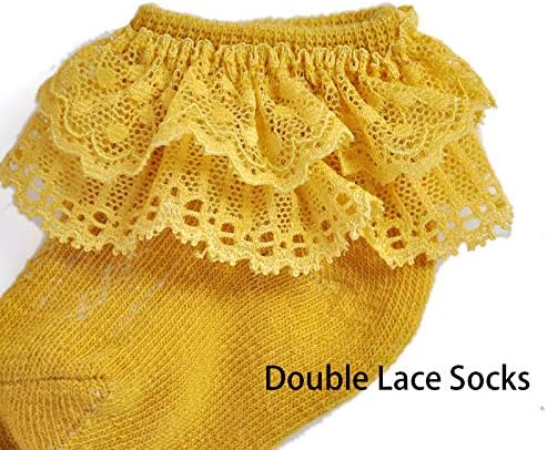 EPEIUS Baby Girl Ruffle Socks, Eyelet Frilly Lace Socks - Image 3