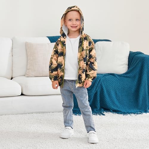 Boys' Hooded Dinosaur Jacket Windbreaker Outerwear - Image 2