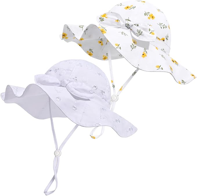 Baby Girl Sun Hat with UPF 50+ Outdoor Adjustable Beach Hat with Wide Brim by DANMY